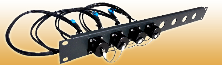 4 Port BullsEye  Patch Panel with 4 Waterproof  Duo Chassis Connectors & Patch Cables with LC Breakouts