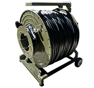 1000 Meter TFS DuraTAC®  Stainless Steel Armored Tactical Fiber Cable terminated with TFS Stainless Steel Magnum  Connectors - 2 Fibers - Single Mode - with Reel