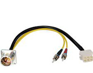Lemo compatible SMPTE 311 EDW Chassis Connector - 1 Meter Breakout with 2 ST Fiber Connectors, 2 power / 2 signal wires