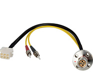 Lemo compatible 311 FXW  Chassis Connector - 1 Meter Breakout with 2 ST Fiber Connectors, 2 power / 2 signal wires